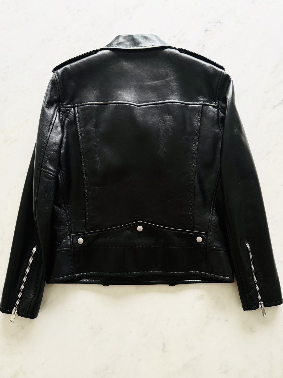 Saint Laurent Paris Saint Laurent Paris – Iconic Black Leather Biker Jacket Size US L / EU 52-54 / 3 - 2 Thumbnail