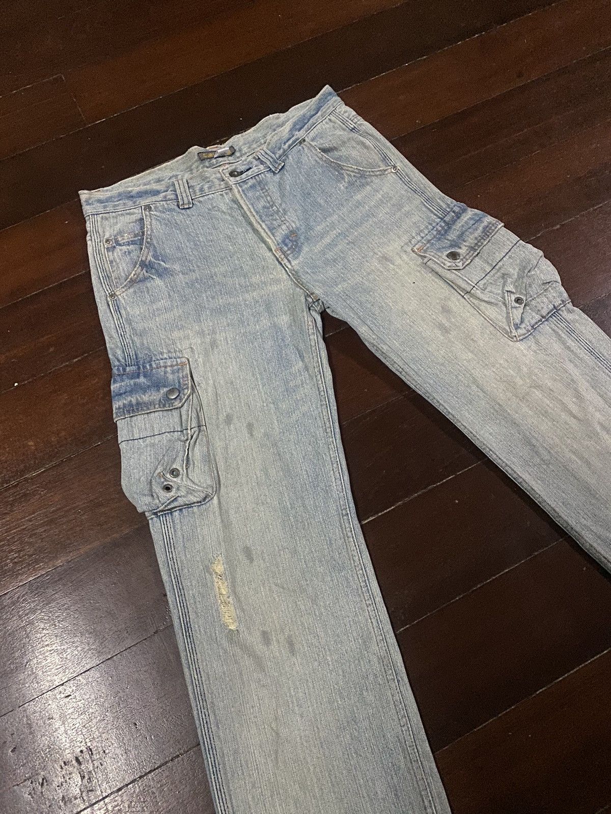 Japanese Brand FIRE 🔥 CUBE SUGAR CARGO MULTI POCKETS FLARE JEANS Size US 34 / EU 50 - 7 Thumbnail