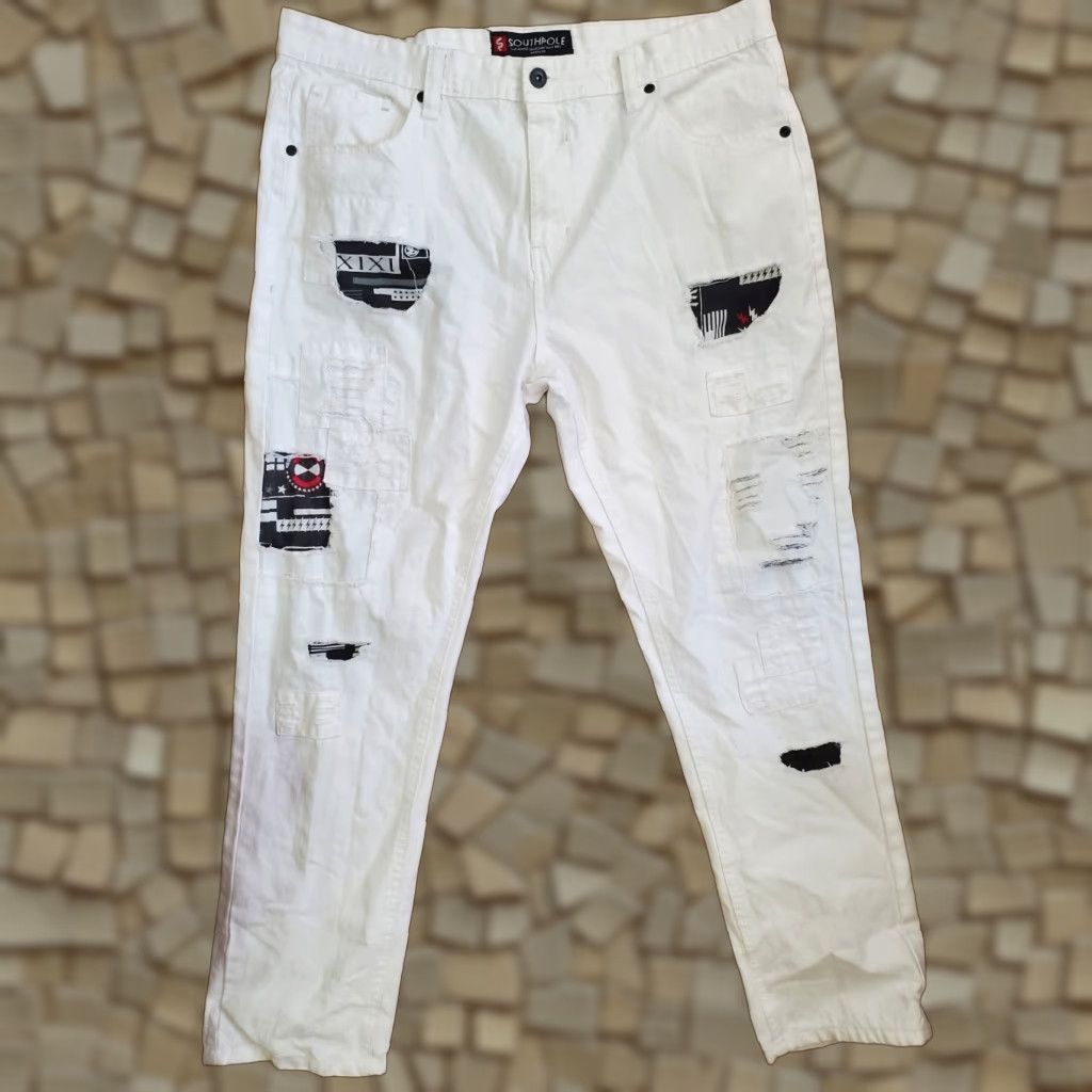 Southpole VINTAGE Southpole Patchwork White Jeans Men 40x32 Hip Hop Denim Straight Junior? Size US 40 / EU 56 - 1 Thumbnail