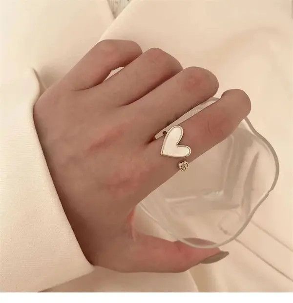Jewelry Golden Heart Adjustable Ring Size ONE SIZE - 1 Thumbnail