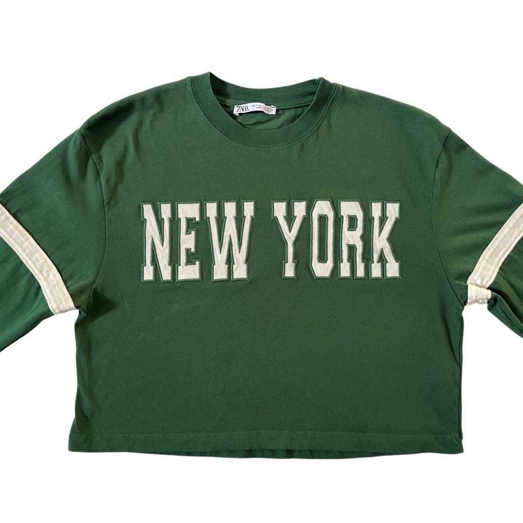 Zara ZARA New York Green Cropped Long Sleeve Top Size S / US 4 / IT 40 - 5 Thumbnail