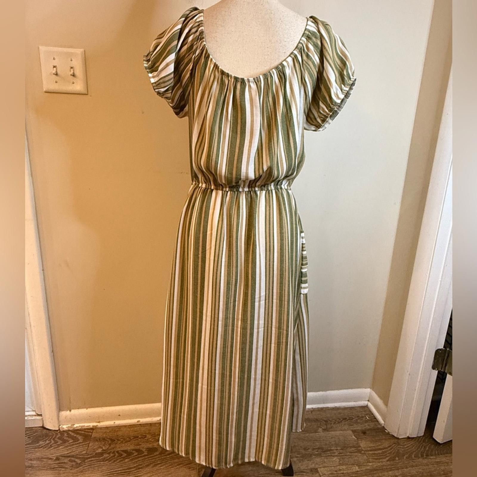 narifuri Naïf neutral striped boho chic long dress pockets SZ SM Size S / US 4 / IT 40 - 4 Thumbnail