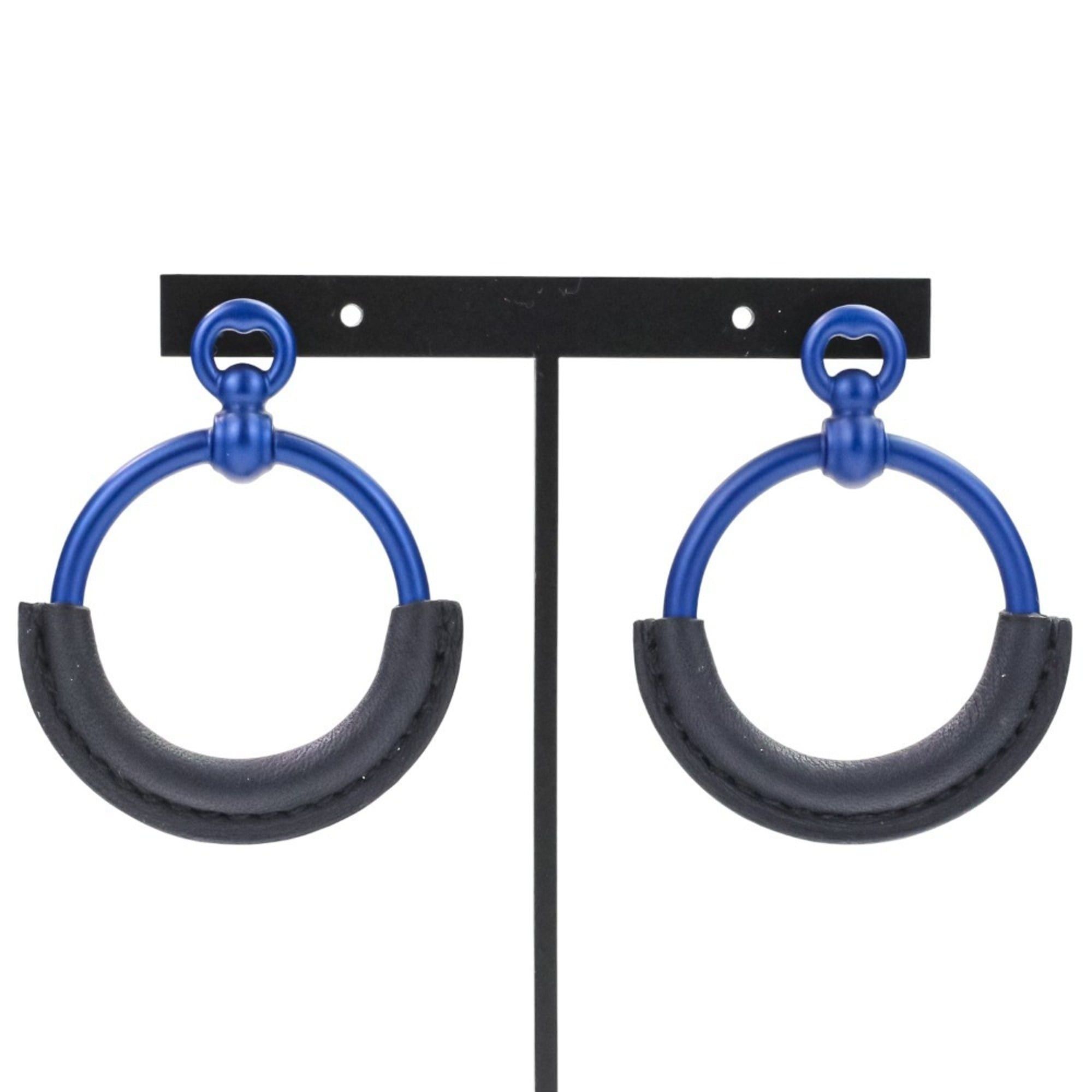Hermes HERMES Loop Grand Earrings PM Aluminum Navy Women's Size ONE SIZE - 1 Thumbnail