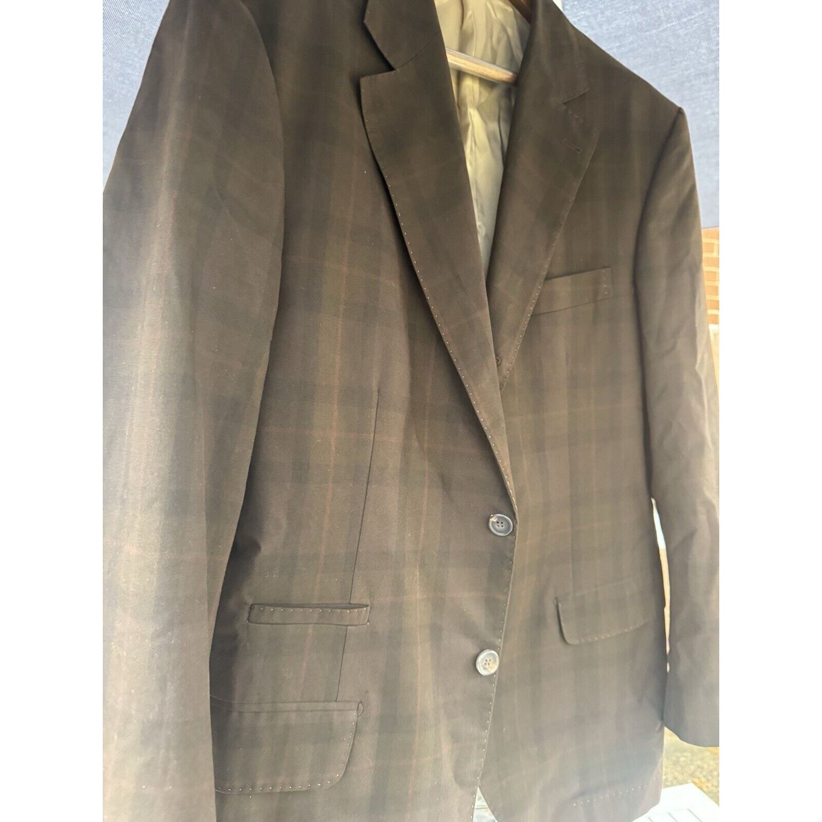 Brunello Cucinelli Brunello Cucinelli Brown Cotton Plaid Blazer 56IT/ 46US Size 46R - 9 Thumbnail