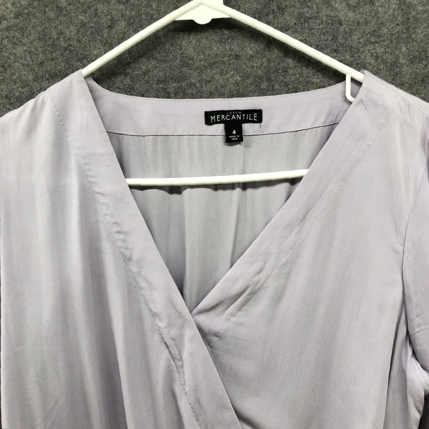 J.Crew J. Crew Mercantile Blouse Womens 4 Purple Lavender Long Sleeve V-Neck Waist Tie Knit Rayon Office Workwear Shirt Women's Blouse Size S / US 4 / IT 40 - 3 Thumbnail