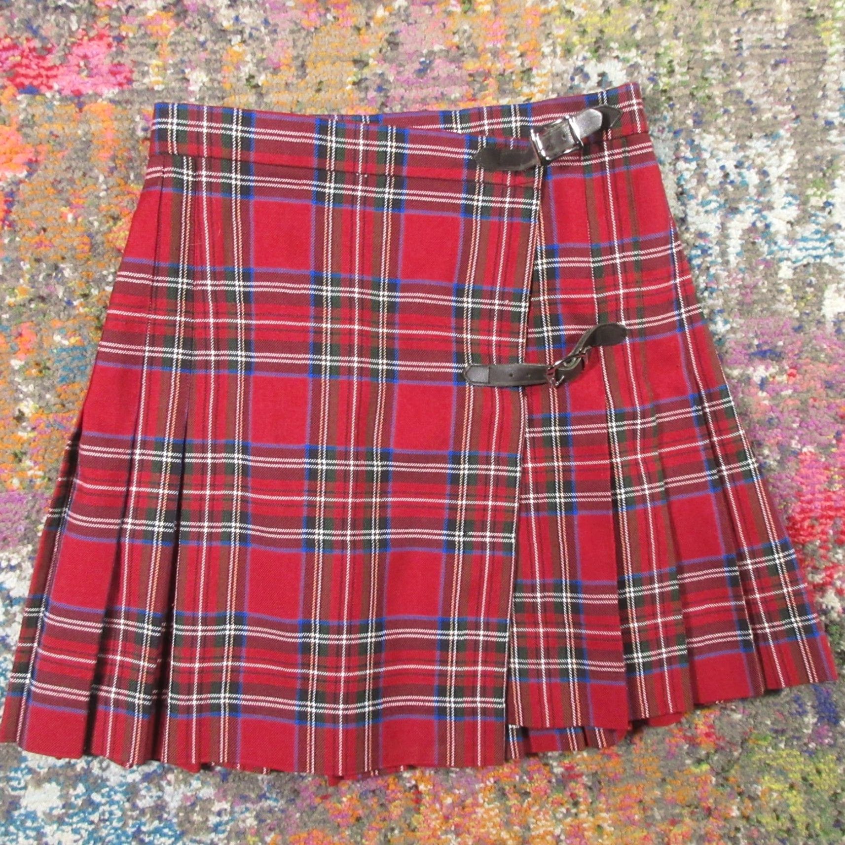 Free People Free People Wool Blend Skirt Women 26 in Waist Red Plaid Celtic Academia Preppy Wool Tweed Button Buckle Pockets Short Wrap 4 Women Size 27" / US 4 / IT 40 - 2 Thumbnail