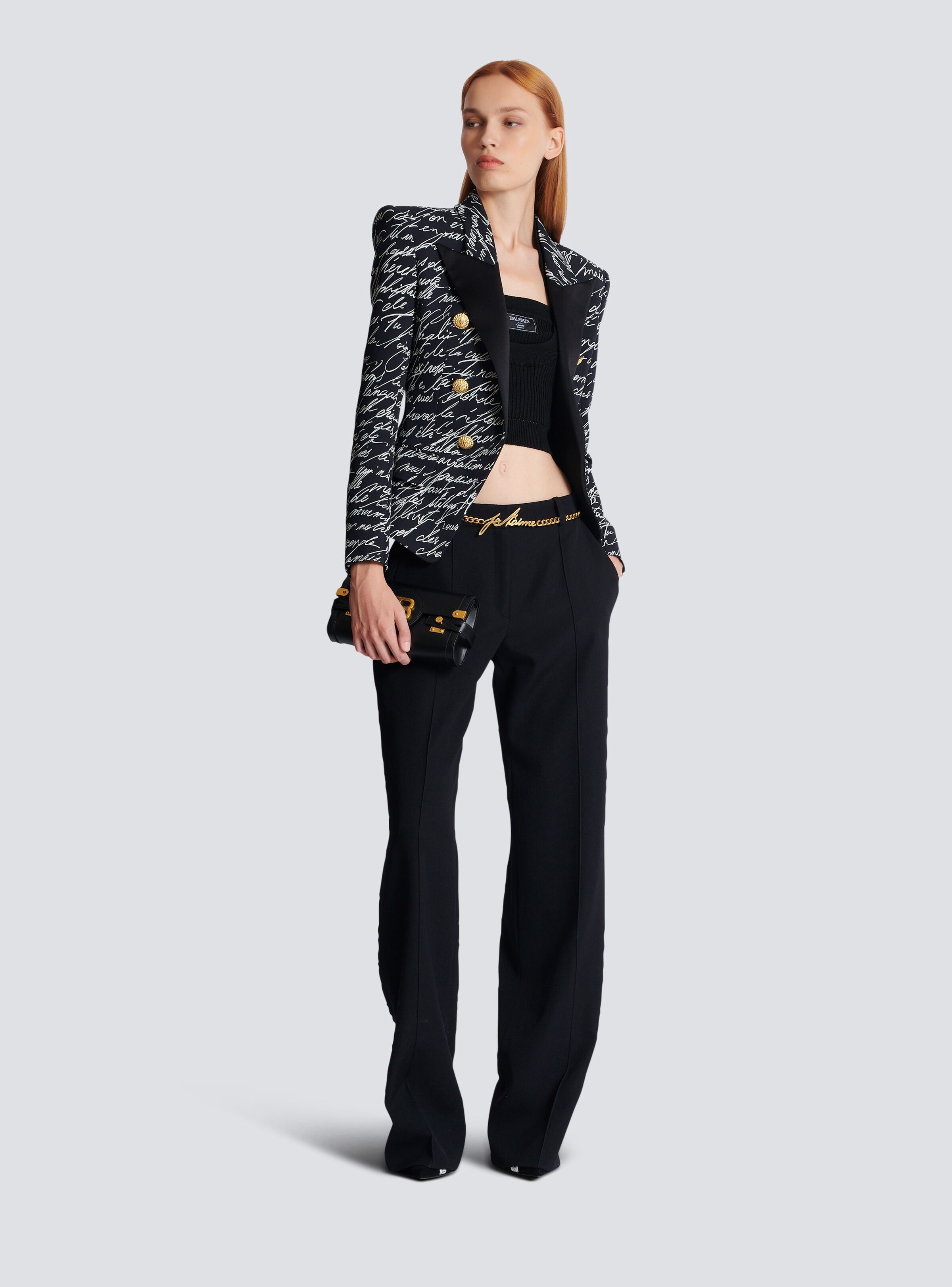 Balmain o1srvl11e1125 6-button Jacket in Black/White Size L / US 10 / IT 46 - 2 Thumbnail
