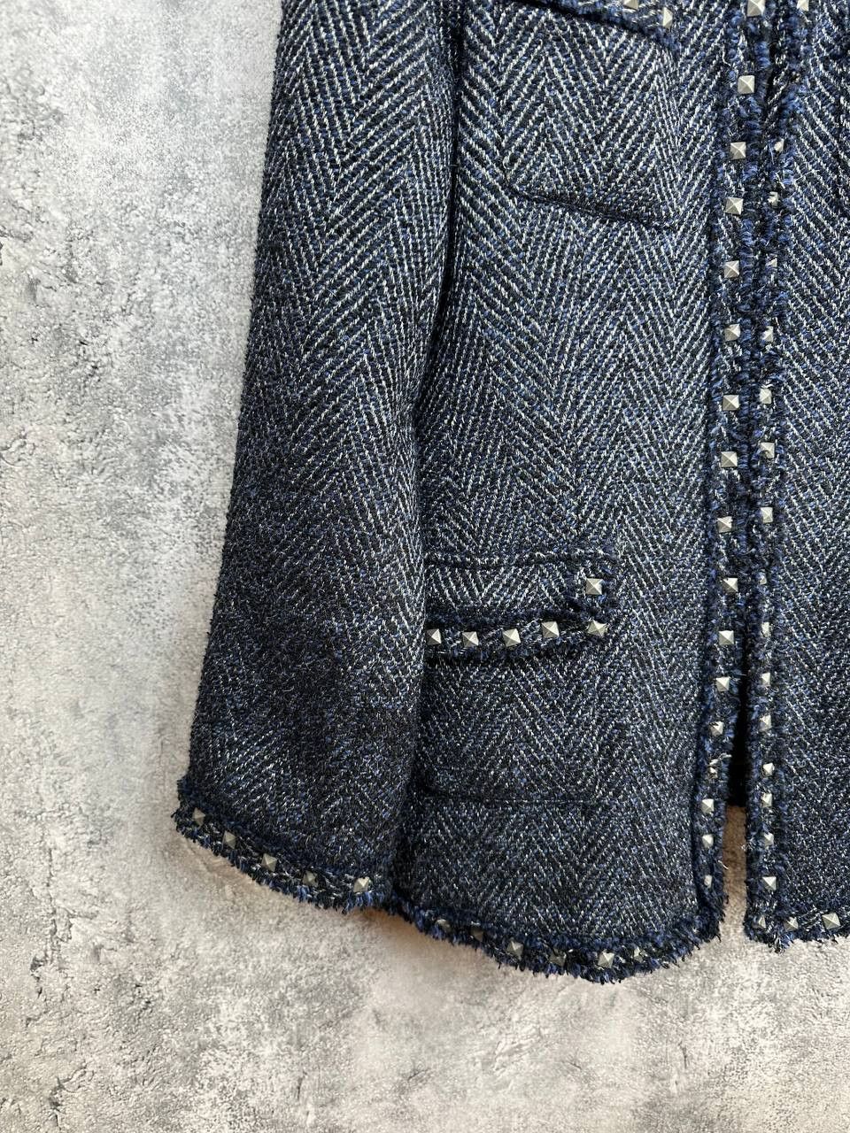 Other IQ+ Berlin Herringbone Tweed Jacket Coat Wool Fringe Trim Size M / US 6-8 / IT 42-44 - 6 Thumbnail