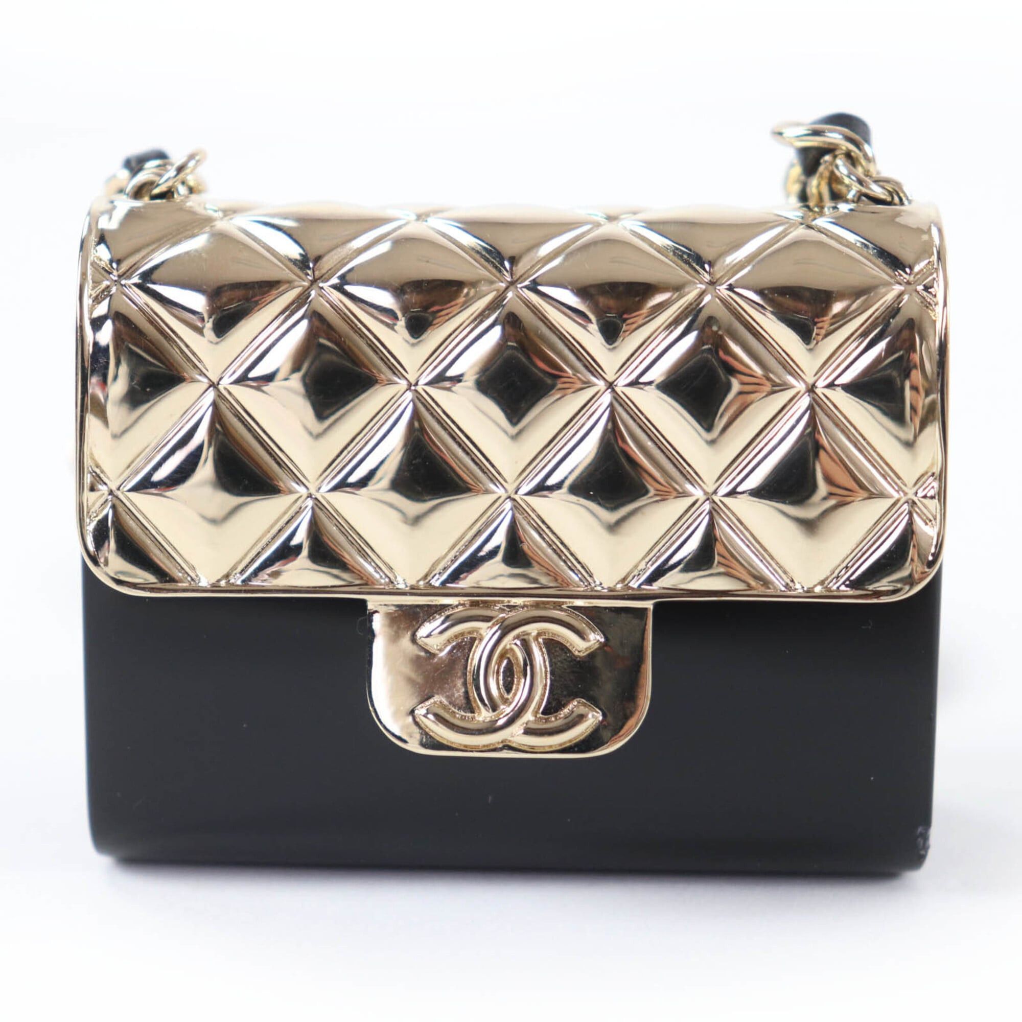 Chanel CHANEL B22P Matelassé Bag Motif Coco Mark Pill Case Leather Chain Necklace Black Gold Made in Italy Women's Size ONE SIZE - 1 Thumbnail