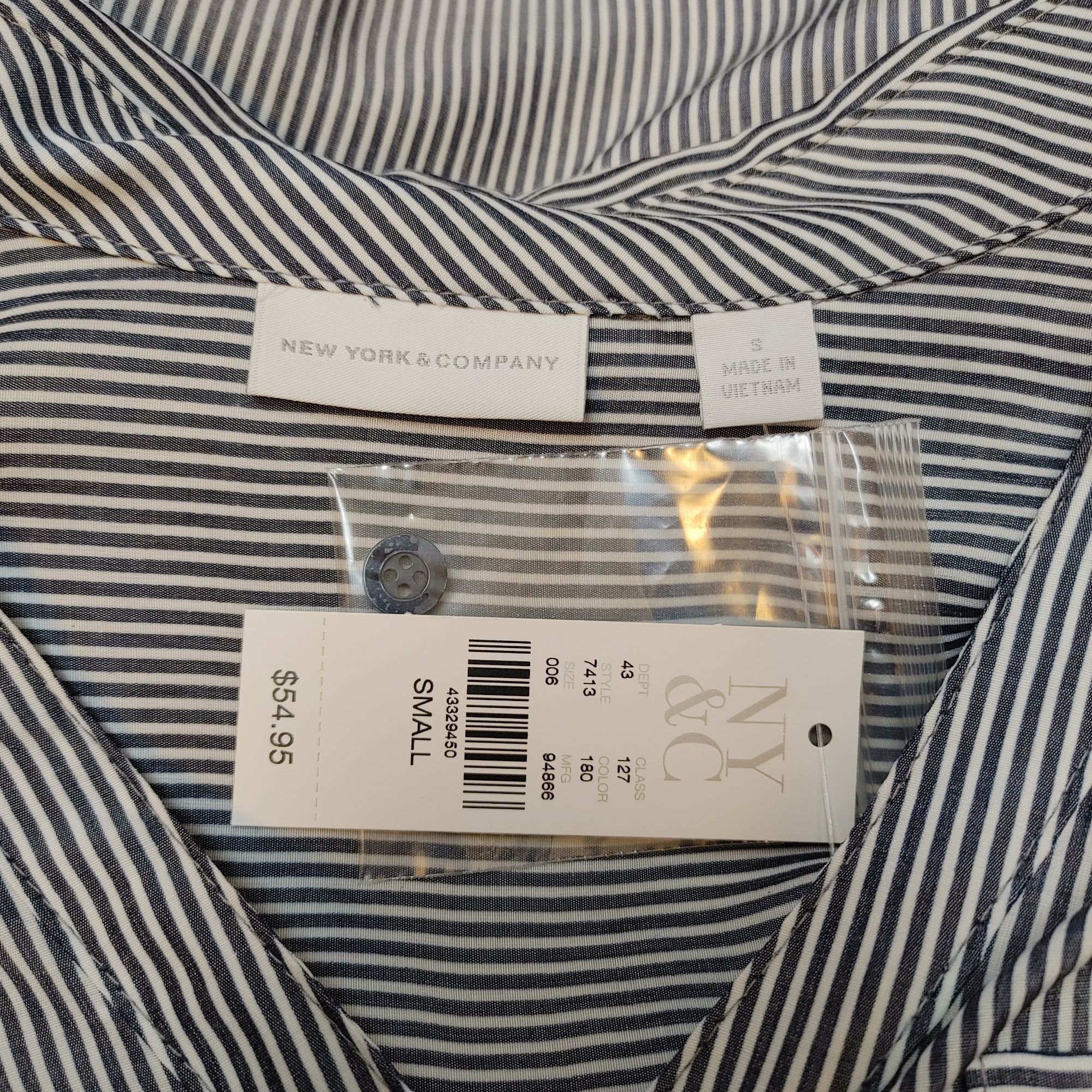 Other New York & Company 7th Avenue Design Studio White Blue Strip Size S / US 4 / IT 40 - 3 Thumbnail