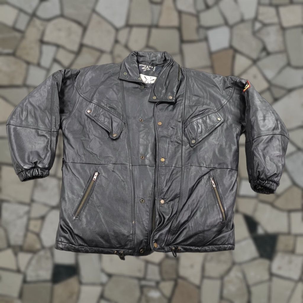 Vintage VINTAGE Triple FAT Goose Coat Mens M Black Leather Down Quilted Jacket Size US M / EU 48-50 / 2 - 1 Thumbnail