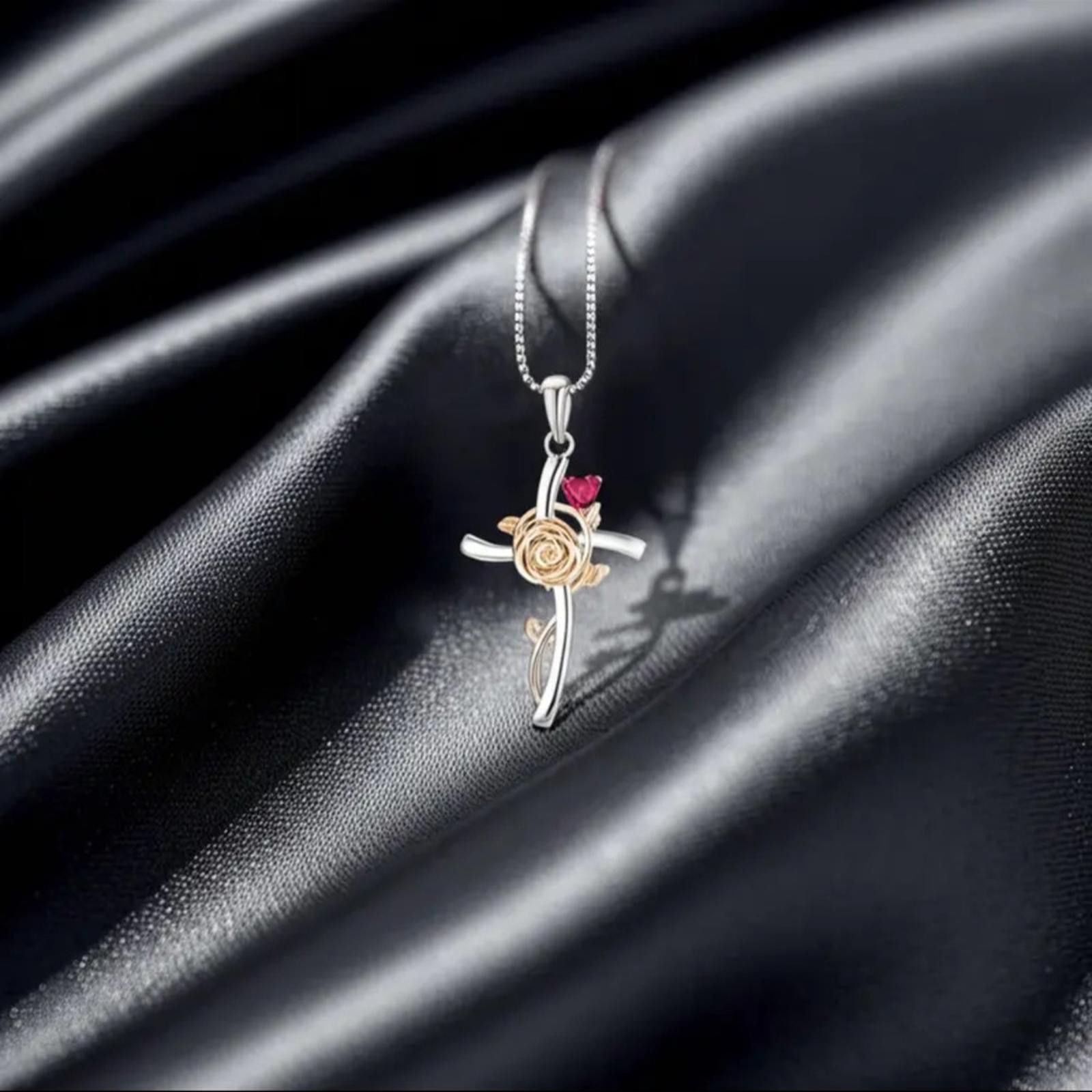 Designer Gold and Silver Plated Cross Pendant Necklace NWT Size ONE SIZE - 2 Thumbnail
