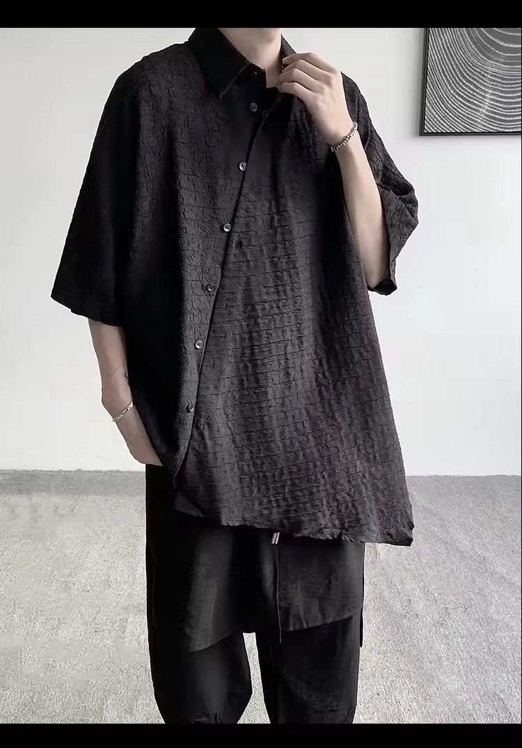 Japanese Brand Oversize Streetwear Loose Black Irregular Shirt Size US M / EU 48-50 / 2 - 5 Thumbnail