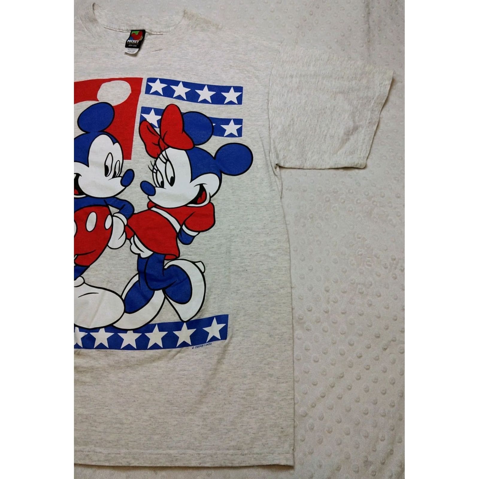 Mickey Unlimited VINTAGE Mickey Unlimited T Shirt Mens Large Mickey Minnie Mouse American Flag Gray Cotton 90s USA Graphic Print Size US L / EU 52-54 / 3 - 2 Thumbnail