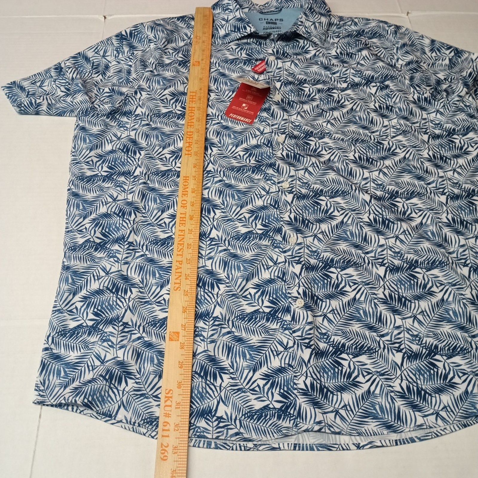 Chaps Chaps Woven Shirt Men's Size 2XL Blue Floral Stretch UPF 50 Size US XXL / EU 58 / 5 - 6 Thumbnail
