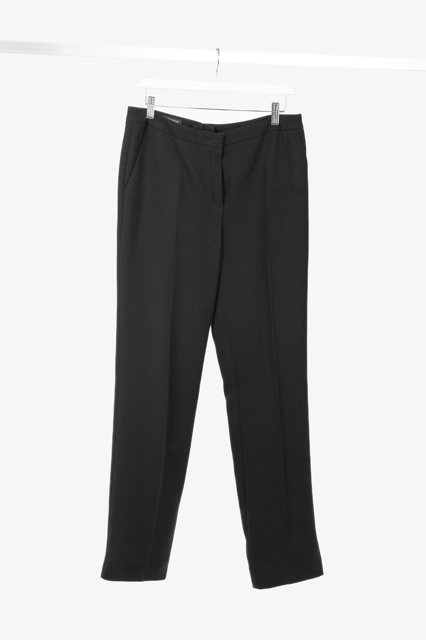 Escada Escada Tamineh Black Silk & Wool Crepe Straight-Leg Trousers Size 32" / US 10 / IT 46 - 1 Thumbnail