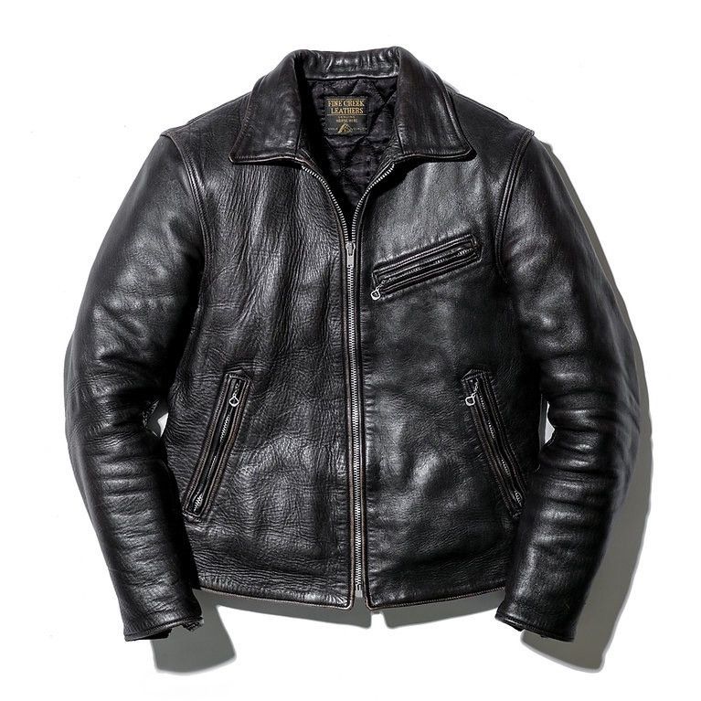 image of Fine Creek Leathers Eric Jacket Horsehide Leather in Black, Men's (Size Medium)