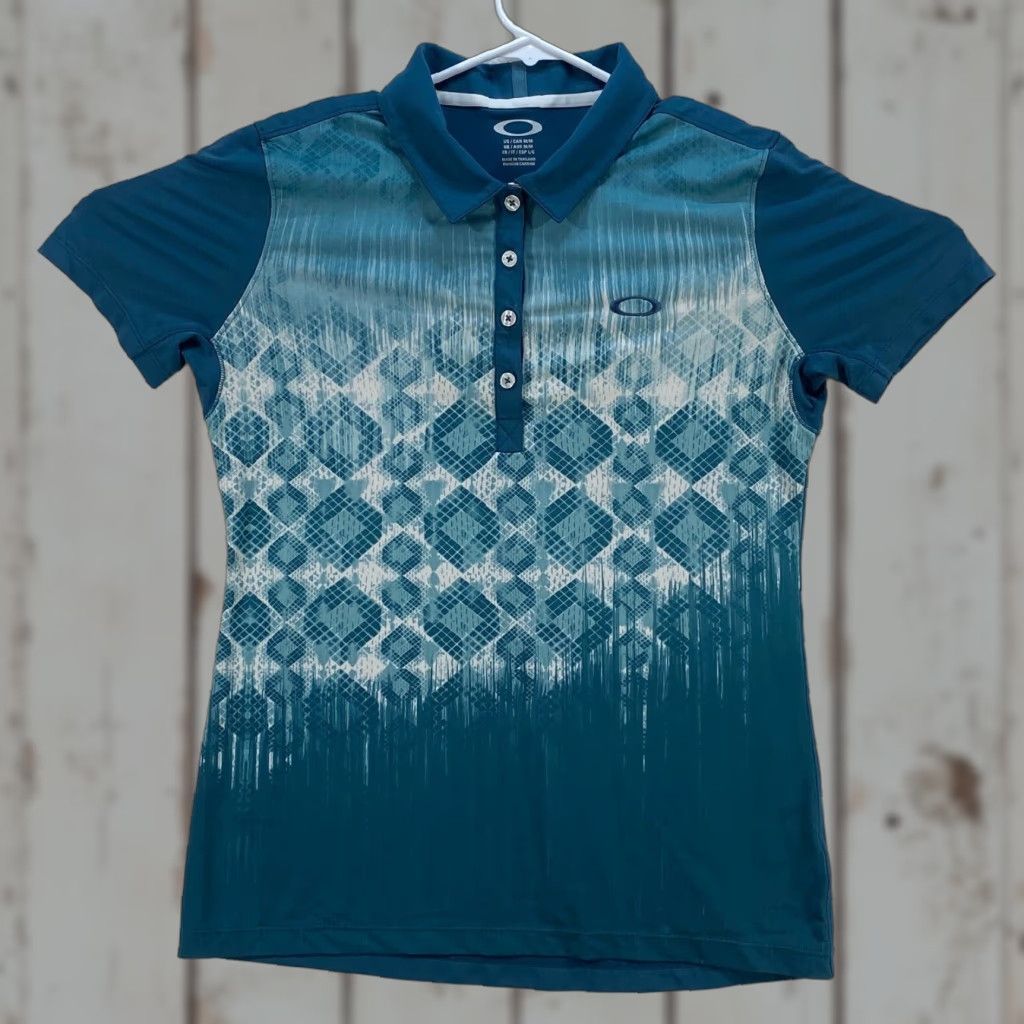 Oakley VINTAGE Oakley Golf Womens Medium Teal Green Button Up Polo Shirt Top Lightweight Size M / US 6-8 / IT 42-44 - 1 Thumbnail