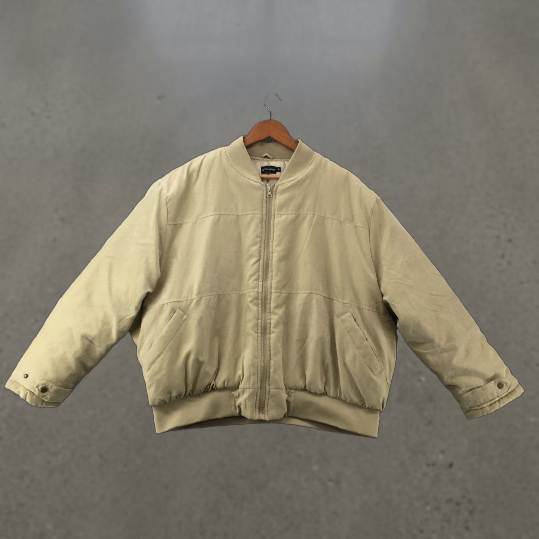 PrettyLittleThing Pretty Little Thing Cropped Bomber Jacket Womens Small Beige Zip Up Long Sleeve Size S / US 4 / IT 40 - 1 Thumbnail