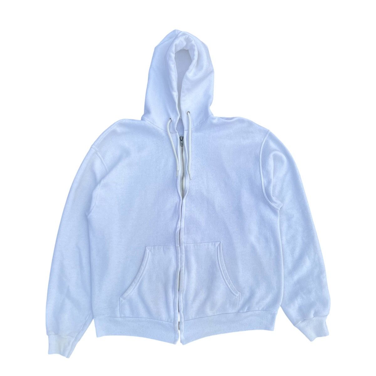 Vintage 90s White Hanes Zip Up Hoodie L (23 x 26)