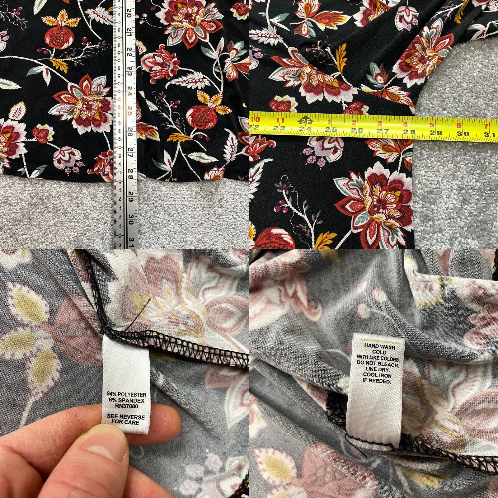 Vintage Cato Blouse Shirt Womens 28W Black Floral Long Sleeve Round Neck Button Casual Chiffon Polyester Plus Size Fall Spring Summer - Mens? Size 4XL / US 24-26 - 8 Thumbnail