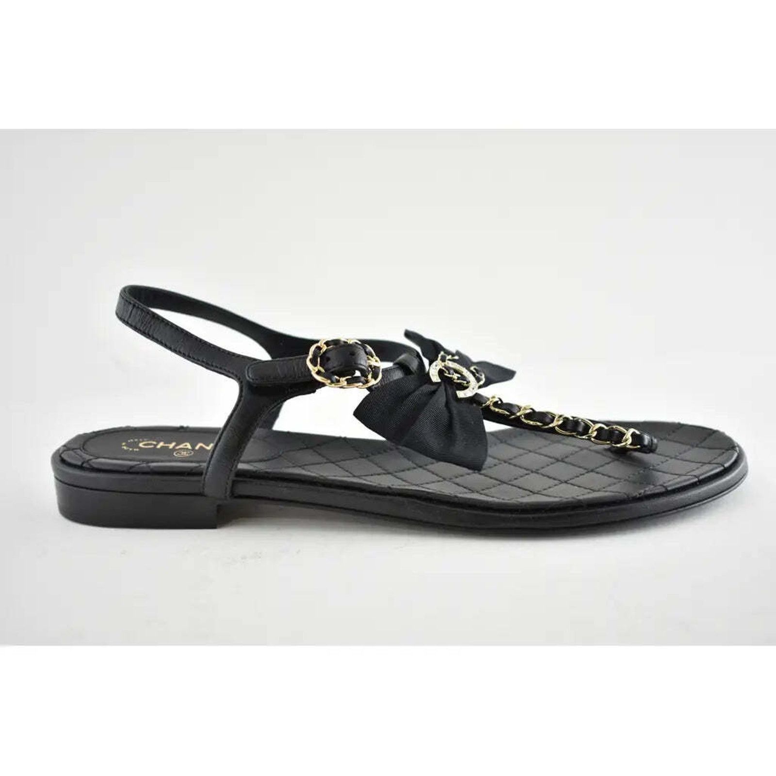Chanel Chanel 20A Black Crystal Bow Lambskin CC Logo Mule Slide Size US 9.5 / IT 39.5 - 2 Thumbnail