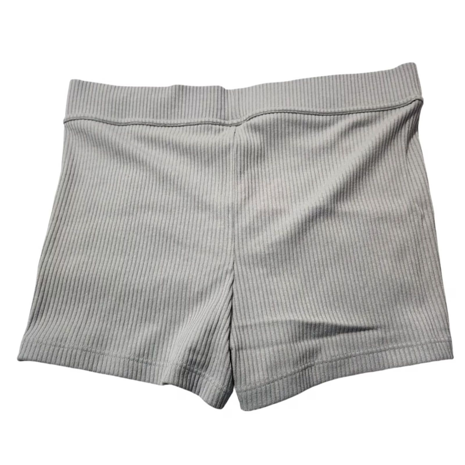 Vintage Savage X Fenty Womens XL Essential Rib Booty Shorts Deep Gray Pull On Elastic Size 40" / US 18 - 2 Thumbnail