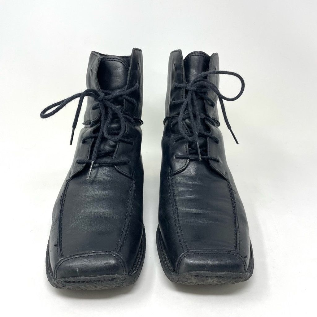 Denver Hayes VTG Denver Hayes Black Leather Square Toe Flate Booties US 8 Size US 8 / IT 38 - 4 Thumbnail