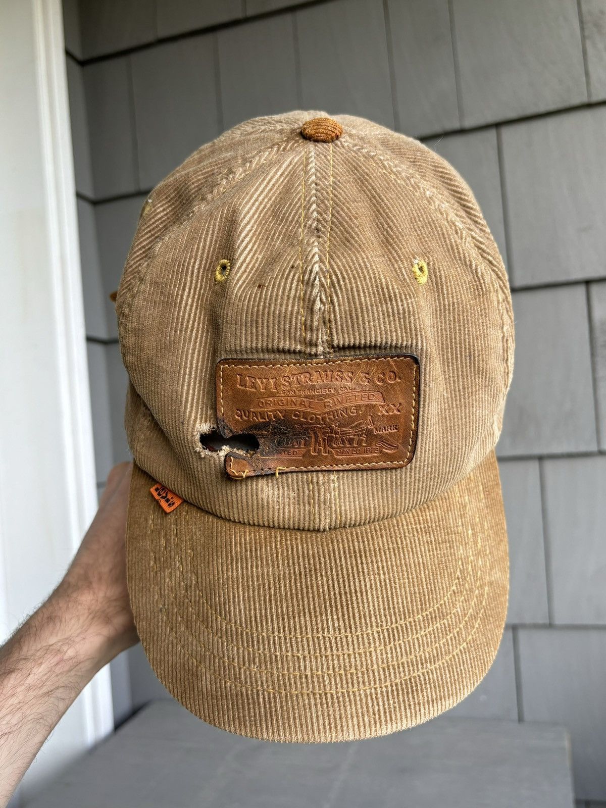 Levi's 1970s Vintage Levi's Orange Tab Corduroy Hat Leather Basebal Size ONE SIZE - 15 Thumbnail
