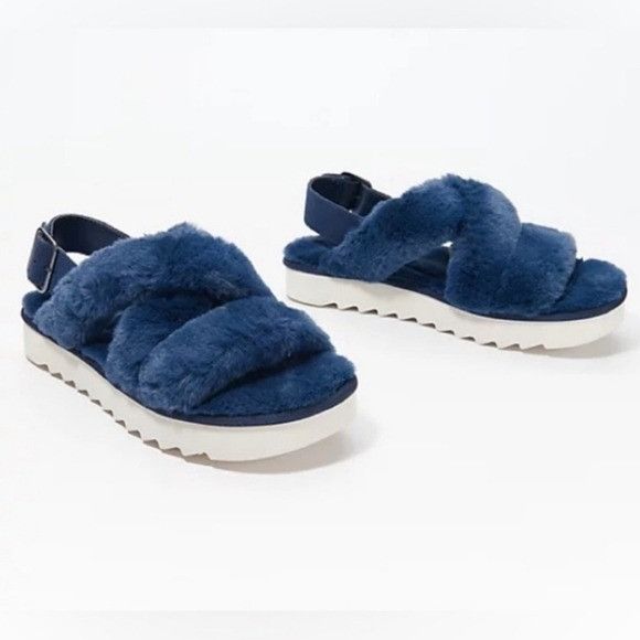 Ugg Ugg Australia Fuzz-ee Insignia Blue Faux Fur Fuzzy Fluffy Sl Size US 8 / IT 38 - 1 Thumbnail
