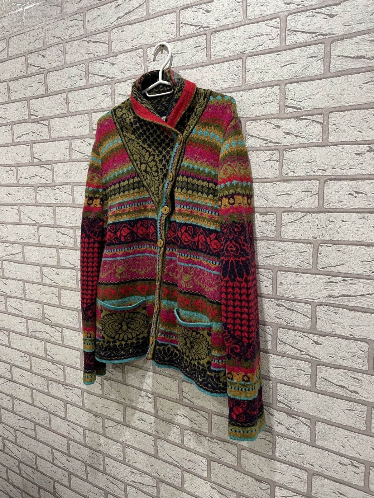 Vintage Ivko Woman Handwritten Vintage Wool Knit Sweater Cardigan Size M / US 6-8 / IT 42-44 - 9 Thumbnail