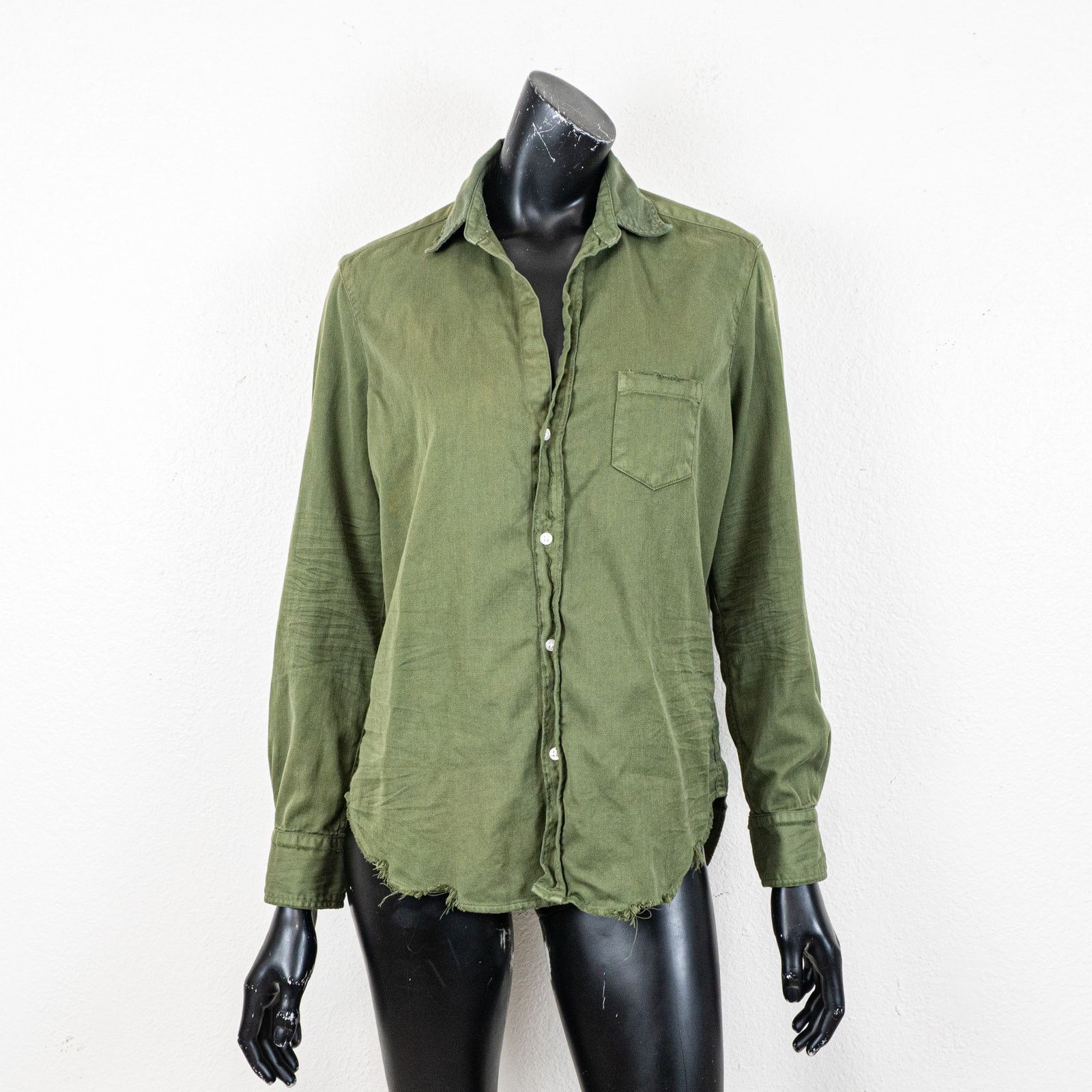 Frank & Eileen Frank & Eileen Distressed EILEEN Shirt Green Italian Cotton Size XS / US 0-2 / IT 36-38 - 4 Thumbnail