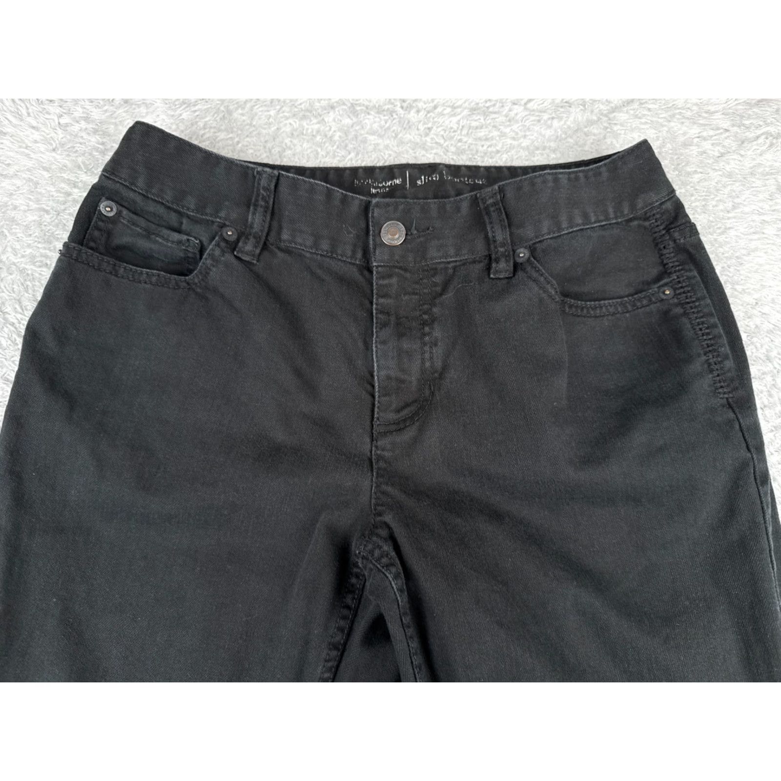 Liz Claiborne Claiborne Jeans Women 10 Black Denim Slim Bootcut Mid Rise Cotton Blend 30x31 Size 32" / US 10 / IT 46 - 4 Thumbnail