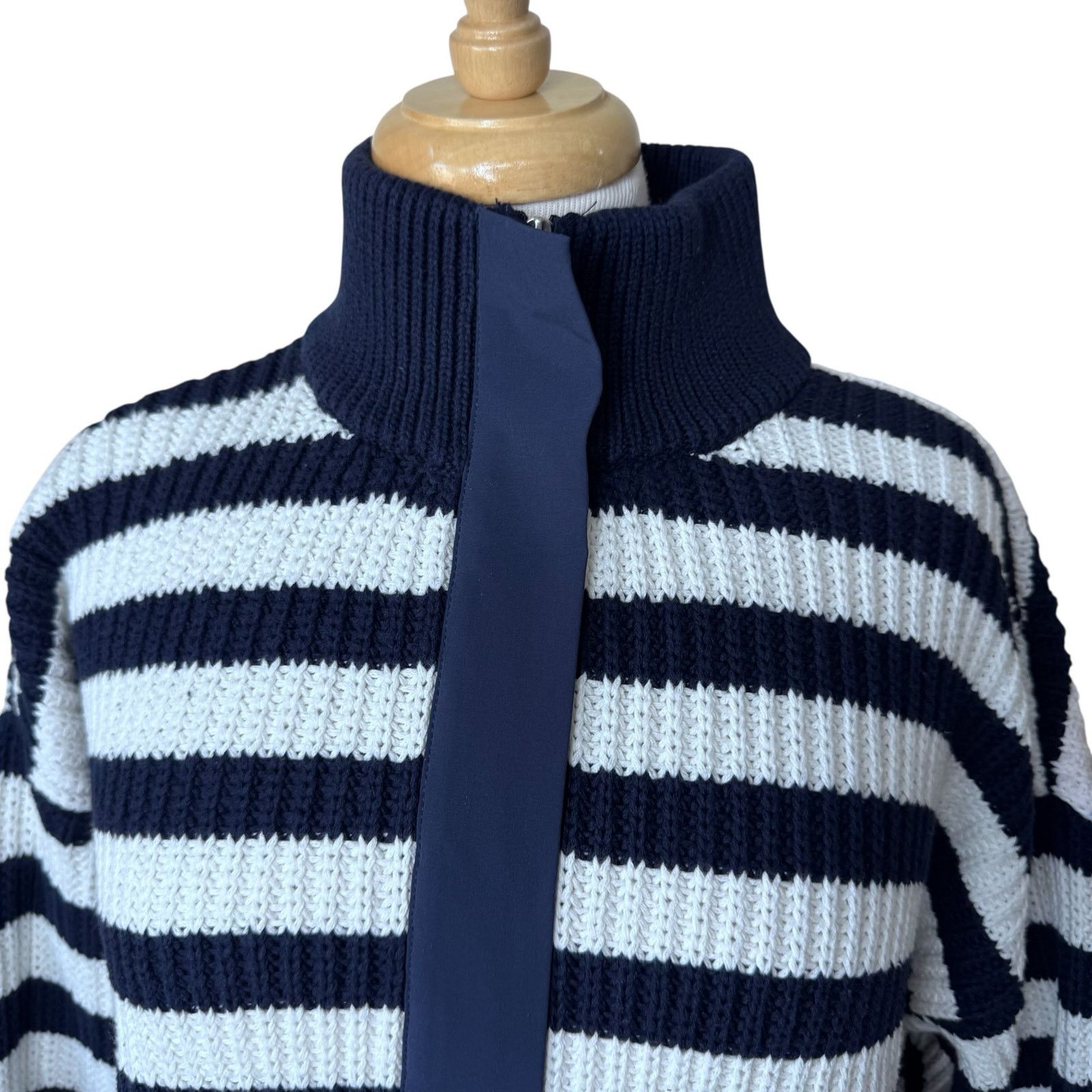 Outerknown OUTERKNOWN MONTAUK SWEATER Navy White Stripe Organic Cotton Size M / US 6-8 / IT 42-44 - 6 Thumbnail