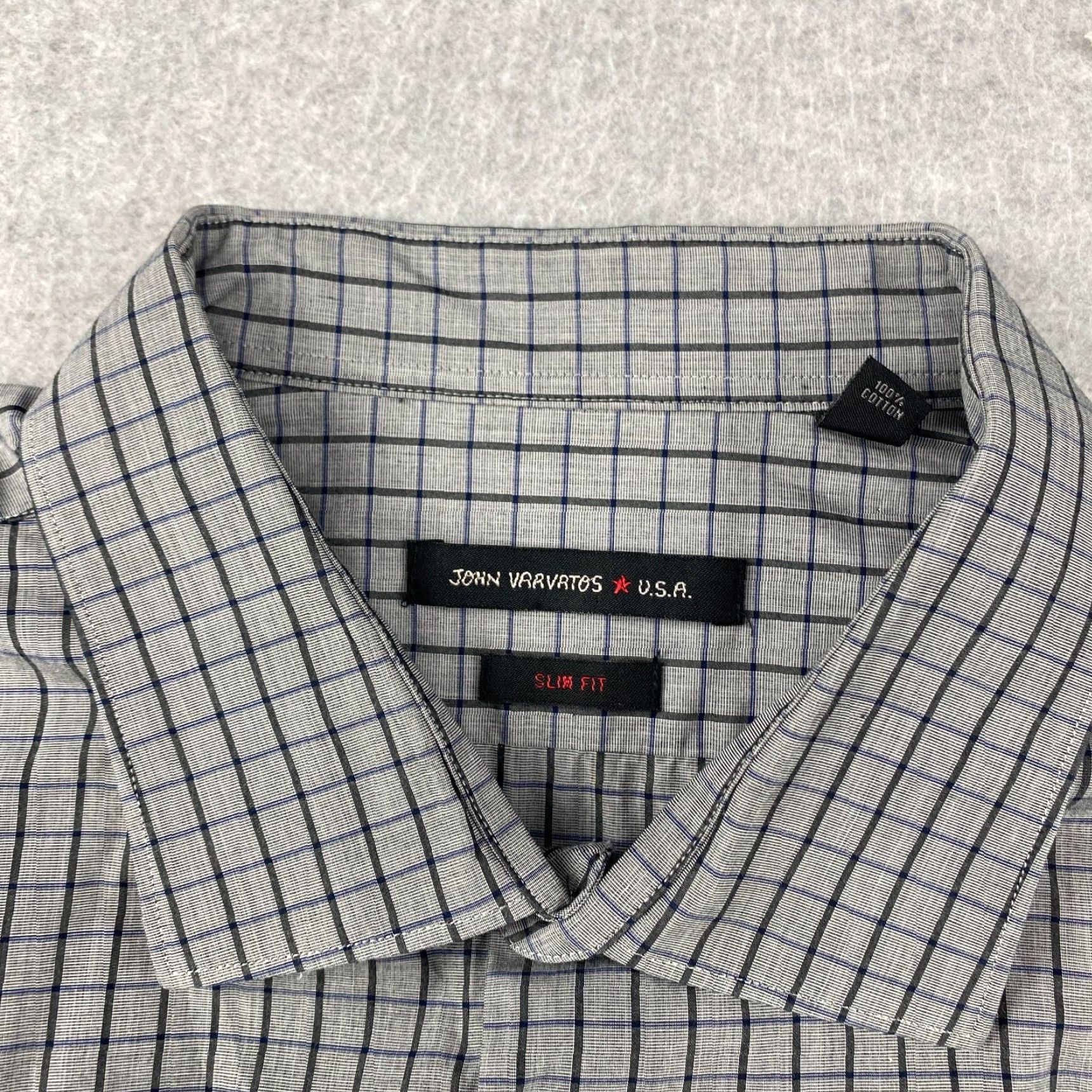 John Varvatos John Varvatos Star USA Shirt Button Up Mens XL 17.5 34/35 Gray Plad Long Sleeve Size US XL / EU 56 / 4 - 8 Thumbnail