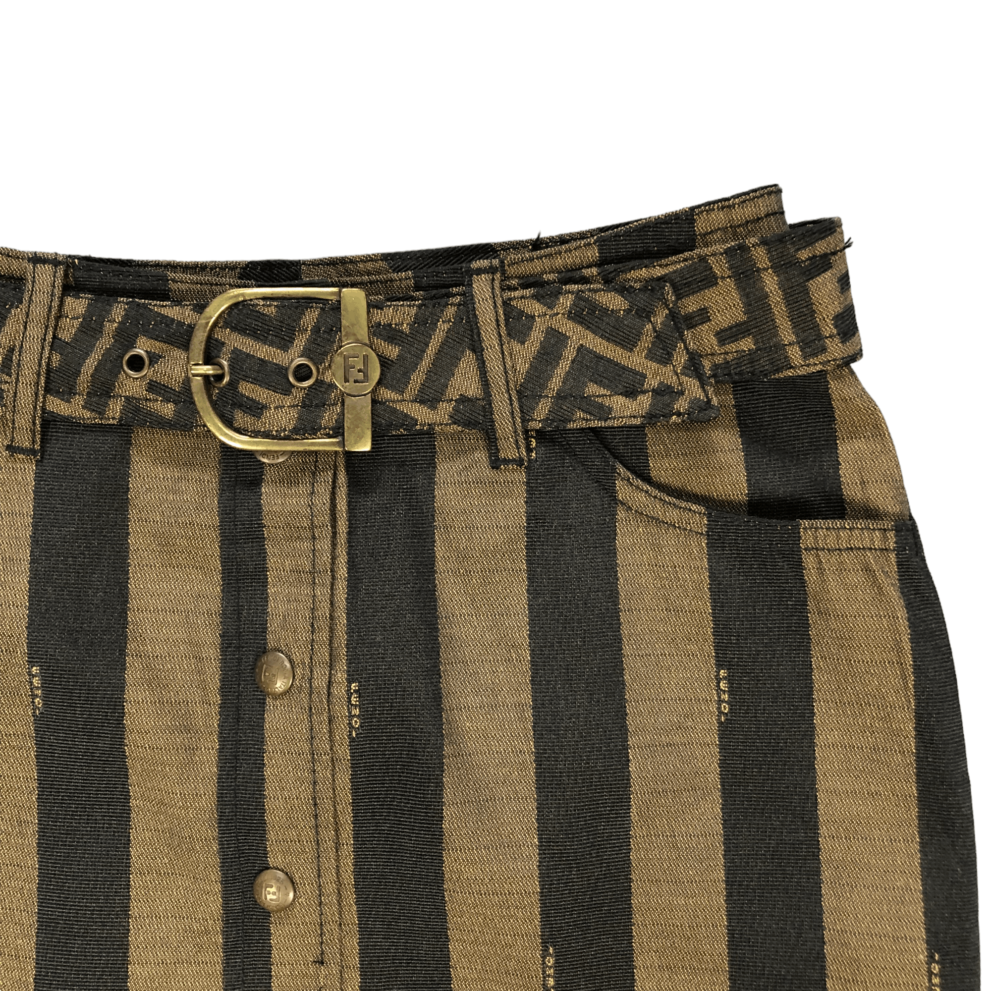Fendi FENDI JEANS BELTED MONOGRAM STRIPES MINI SKIRTS #6248-220 Size 24" / US 00 / IT 34 - 4 Thumbnail