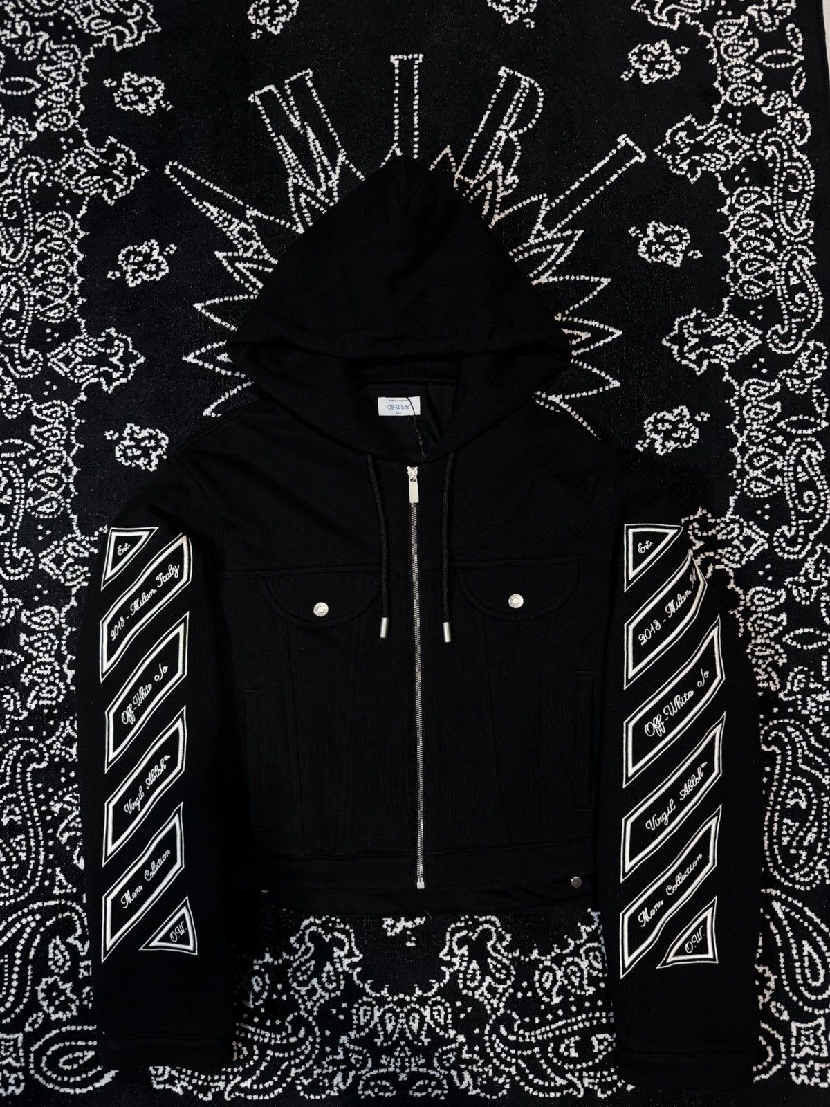 Off-White OFF WHITE VARSITY DIAG HOODIE-BOMBER Size US L / EU 52-54 / 3 - 1 Thumbnail