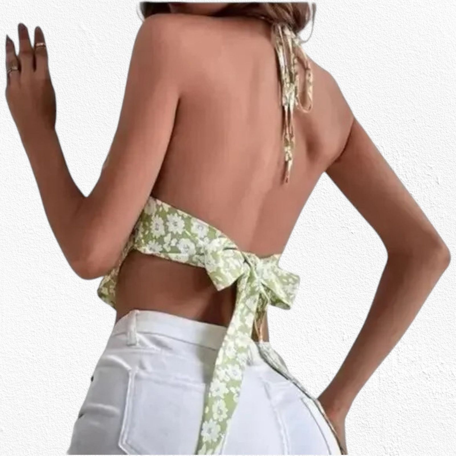 Other Floral Green Handkerchief Hem Tie Back Tank Top Size Medium Size M / US 6-8 / IT 42-44 - 3 Thumbnail