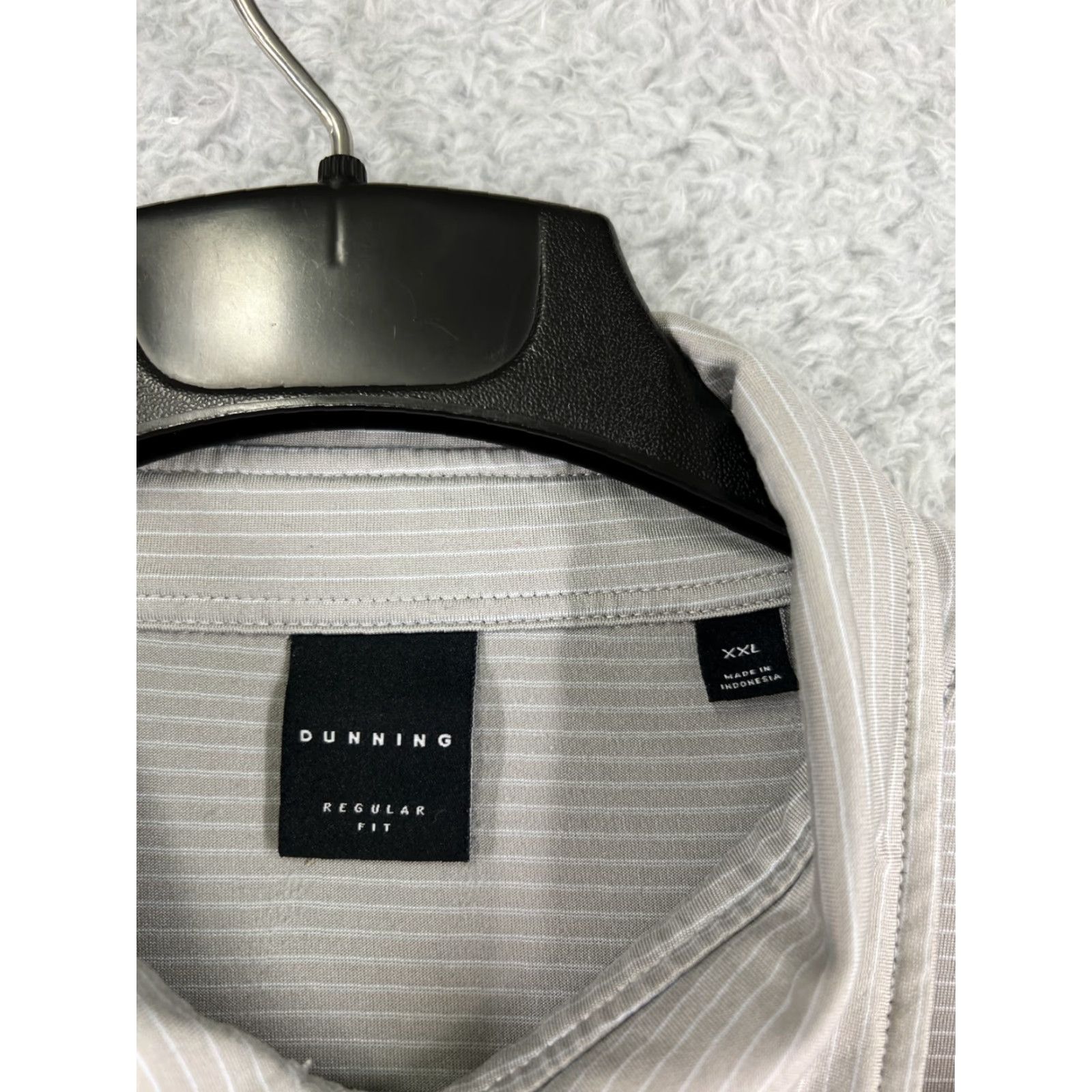 Vintage Dunning Polo Shirt Mens 2XL Gray Striped Polyester Blend Polo Shirt 2XL Blue Golf Golfers Sport American Polo Mens Size US XXL / EU 58 / 5 - 3 Thumbnail