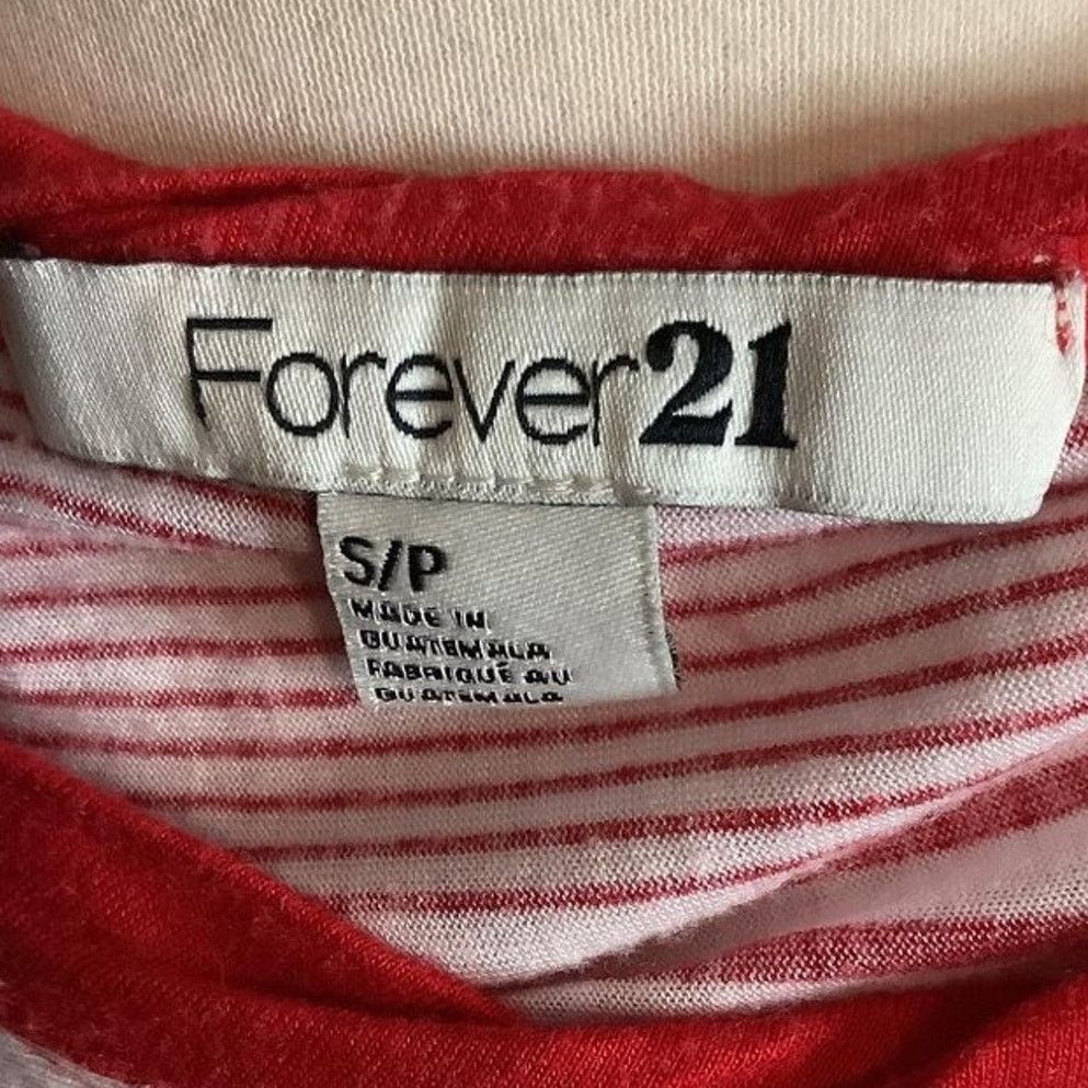 Forever 21 Casual Striped Red & White Scoop Neck Tee Forever 21 Small Size S / US 4 / IT 40 - 4 Thumbnail