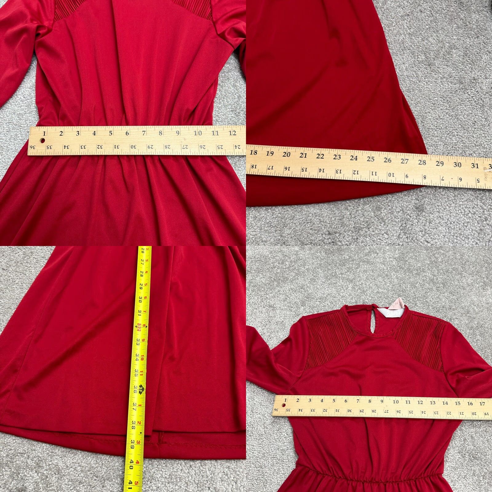 Blair VINTAGE Blair Dress Maxi Long Women 6P Red 3/4 Sleeve Crew Neck Knit Polyester Petites Size M / US 6-8 / IT 42-44 - 8 Thumbnail