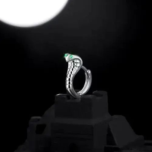 High Sport × Sterling Silver 925 Silver Plated Snake Hoop Earrings for Men Women Size ONE SIZE - 2 Thumbnail