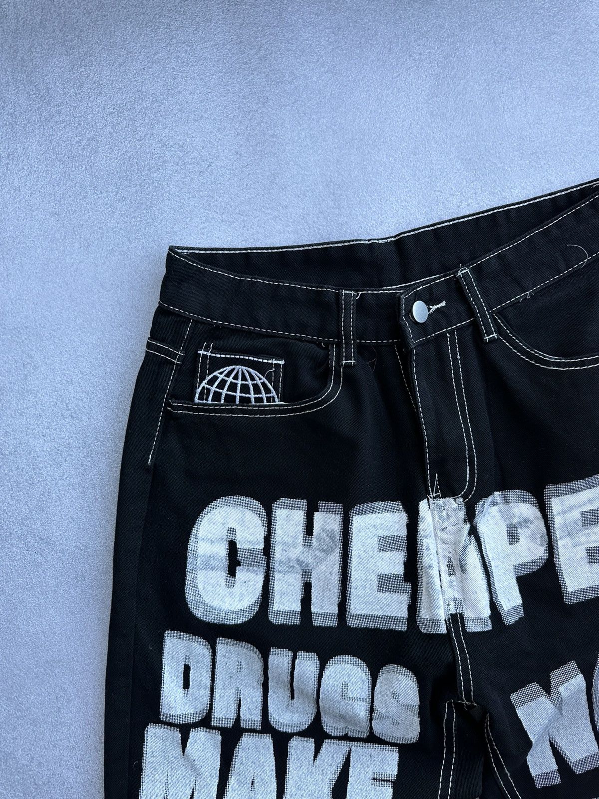 Japanese Brand Vintage Minus Two Japanese Rap Big Logo Black Baggy Jeans Size US 30 / EU 46 - 5 Thumbnail