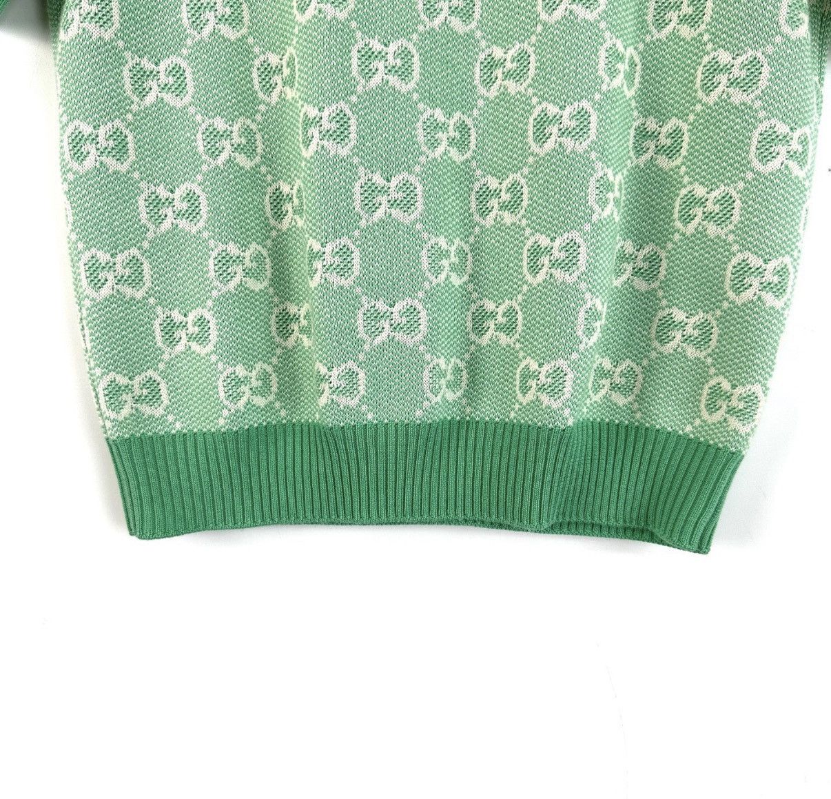 Gucci Gucci Green Double G Monogram Logo Knitted Short Sleeve K12 Size US S / EU 44-46 / 1 - 6 Thumbnail