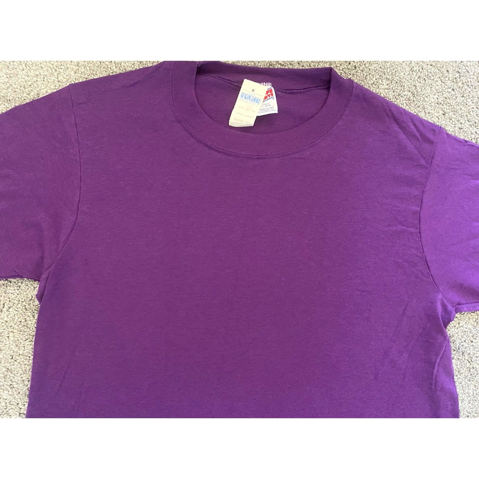 Soffe VINTAGE Soffe Shirt T-Shirt Short Sleeve Purple Adult L 42-44 90s USA Mens Size US L / EU 52-54 / 3 - 6 Thumbnail