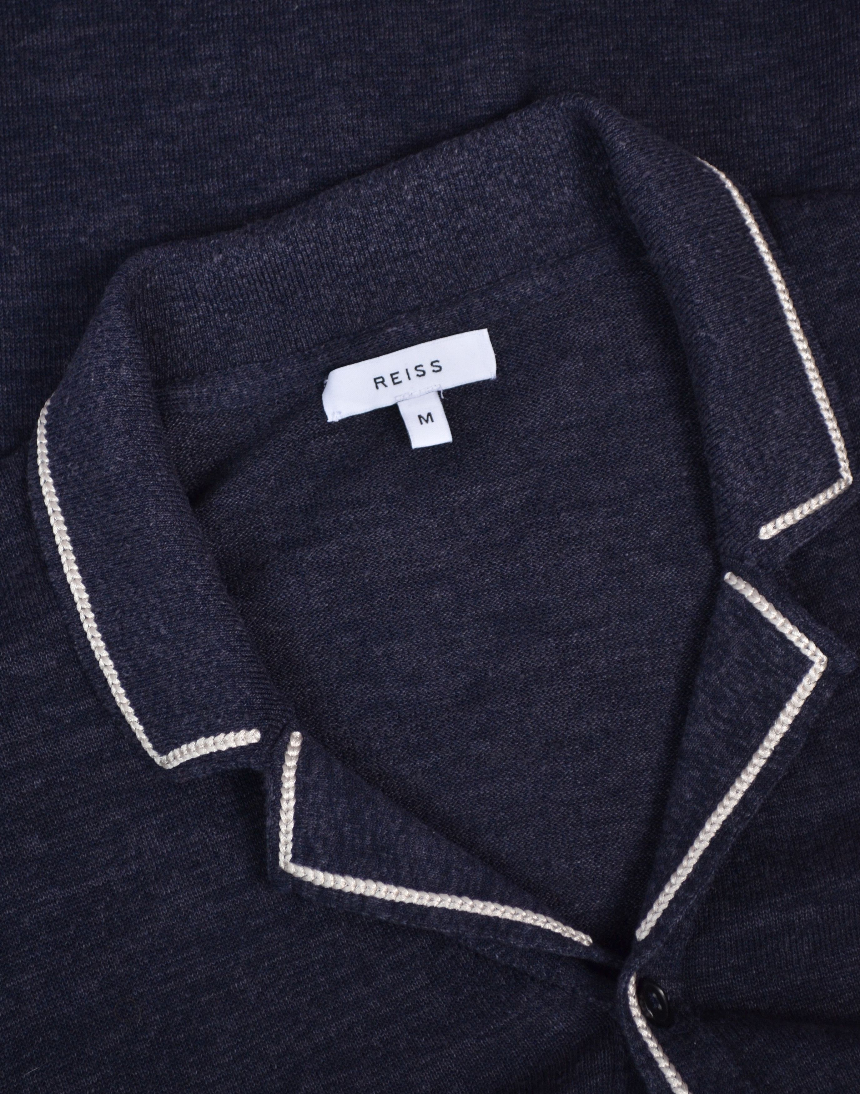 Designer × Reiss Reiss Cuban Collar Polo Shirt Linen Blend Knit Navy Size M Size US M / EU 48-50 / 2 - 8 Thumbnail