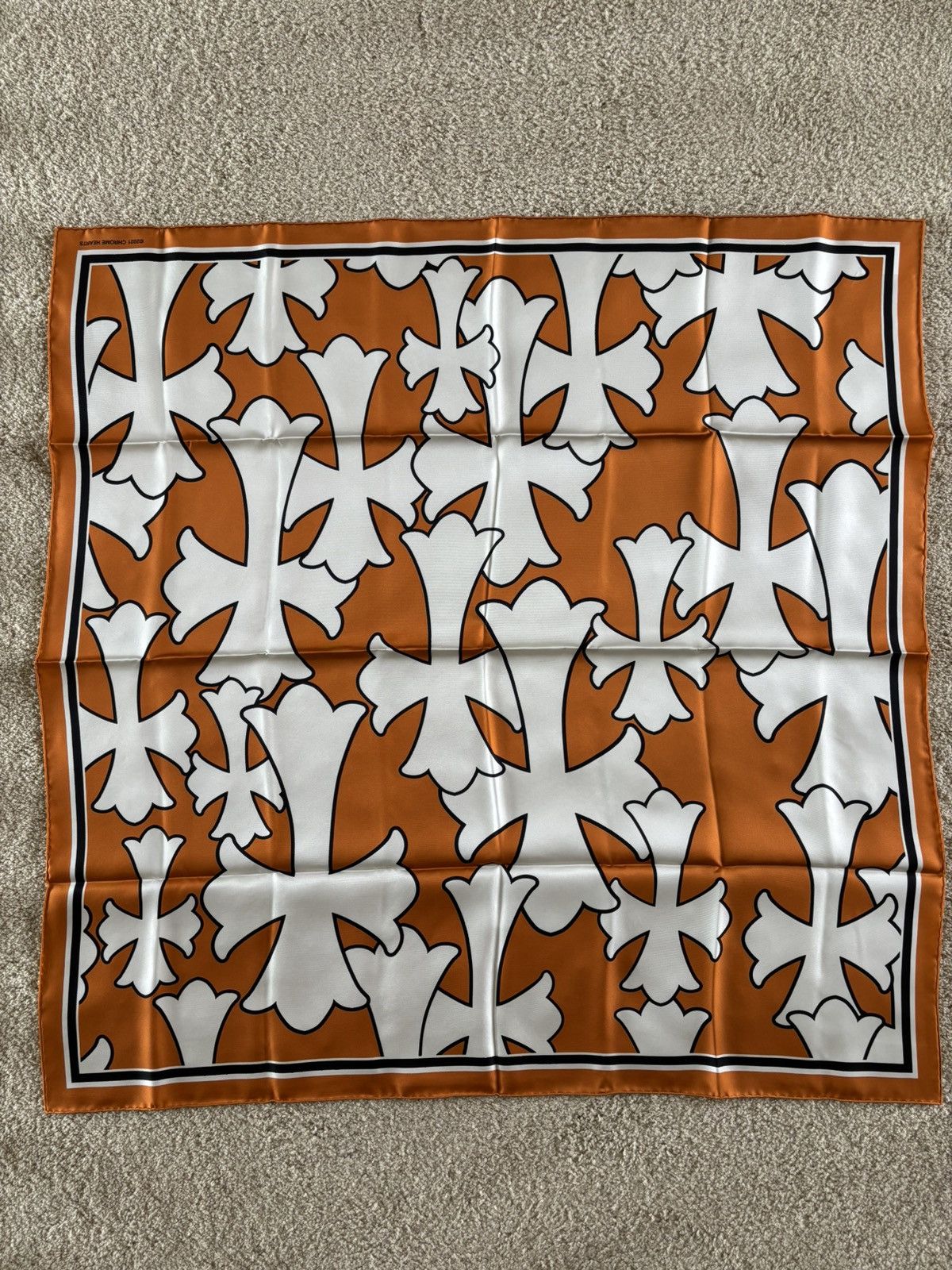 Chrome Hearts HUGE Chrome Hearts Cemetery Cross Silk Scarf | Grailed