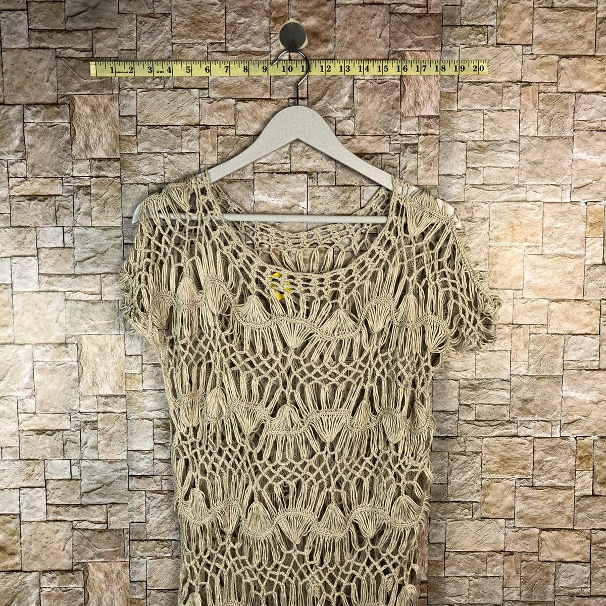 Homespun Knitwear × Japanese Brand × Vintage Japanese Brand crochet meshnet Brown Knitwear #A1233 Size M / US 6-8 / IT 42-44 - 2 Thumbnail