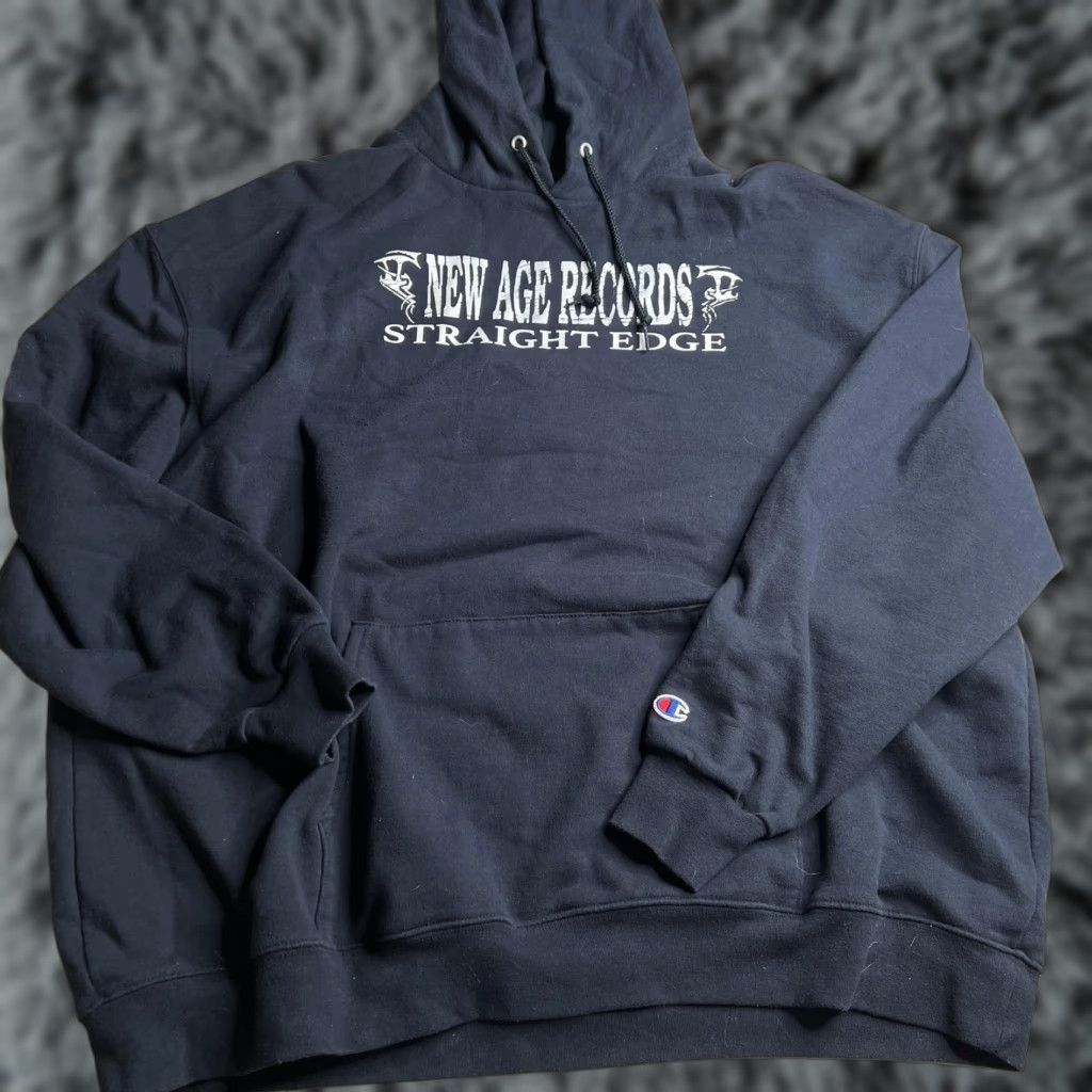 Champion Champion Hoodie Mens 3XL Blue Fleece New Age Records Straight Edge Punk Rock Graphic Print Size US XXL / EU 58 / 5 - 1 Thumbnail