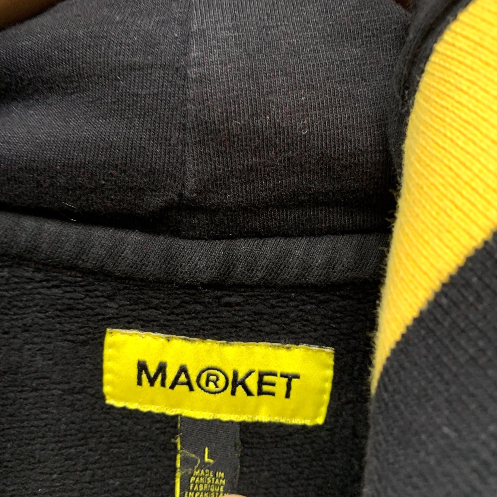 Market Chinatown Market Hoodie Sweatshirt Mens Large Black Yellow Stacked Embroidered Size US L / EU 52-54 / 3 - 3 Thumbnail